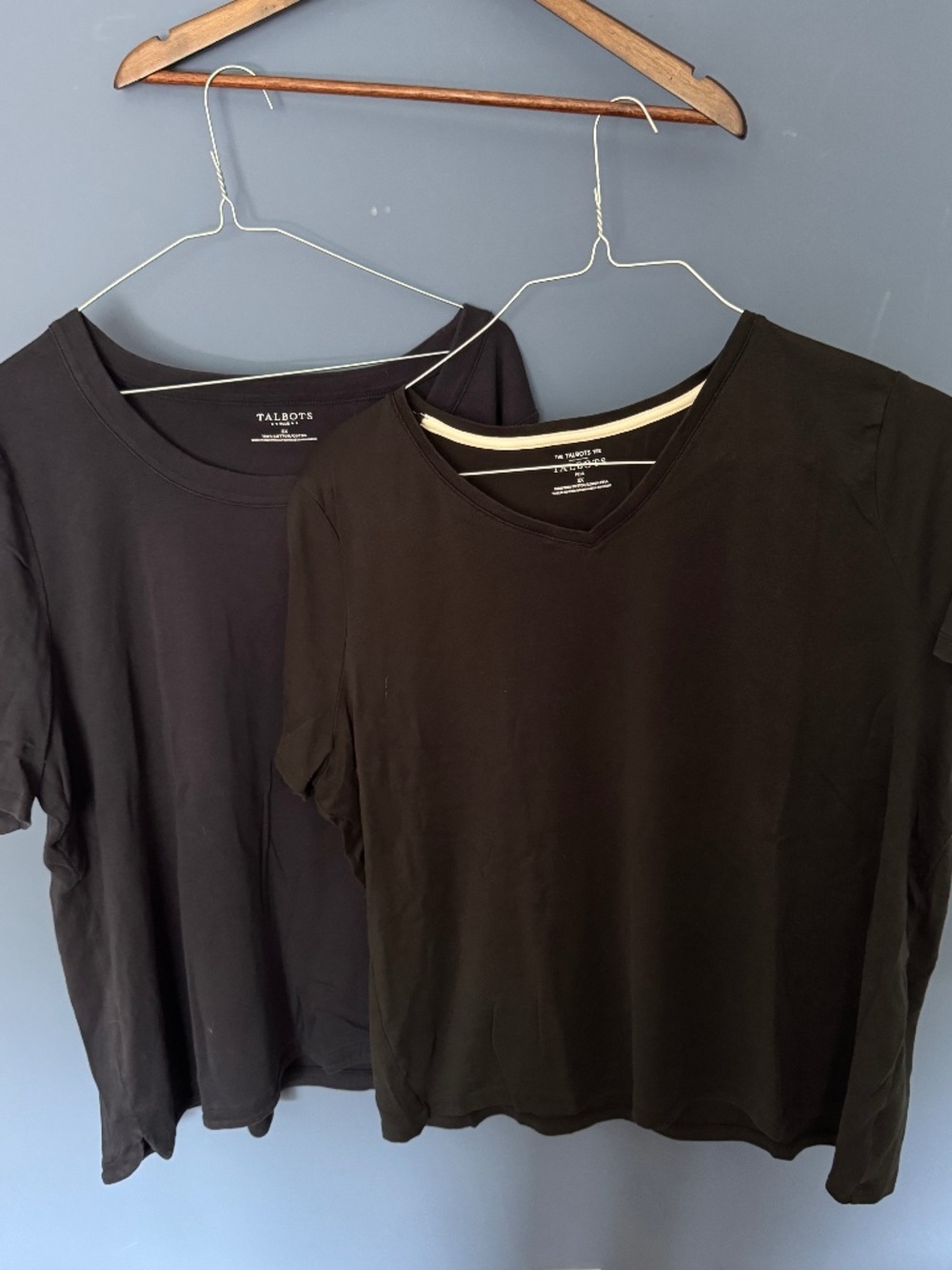 Lot of 2 Talbots cotton tees Size 3X Navy Blue & Black
